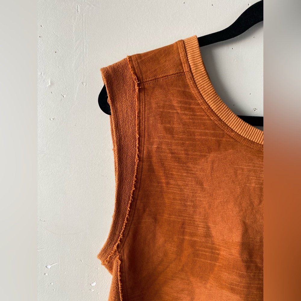 Daily Practice by Anthropologie Rust Organic Cotton Ruched Back Crop Top S - Picture 7 of 11